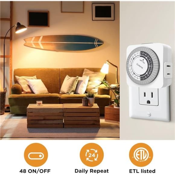 4 Packs,24 Hour Indoor Plug-in Mechanical Timer 2 Prong - Picture 6 of 6